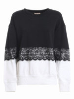 Felpa in cotone con inserti in pizzo