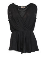 Top drappeggiato nero con balza
