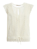 Top in crepe e pizzo sangallo