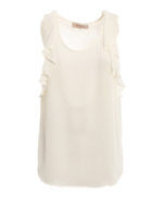 Top in misto seta con rouches