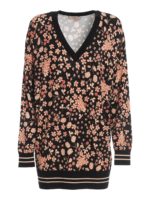 Maxi pull scollo a V con stampa floreale