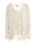 Pull a V in misto cashmere con logo traforato