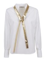 Blusa in popeline con cravatta dorata