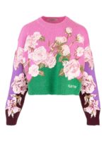 Maglione crop floreale rosa
