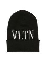 Berretto nero in lana con logo VLTN
