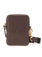 Borsa a tracolla con logo marrone scuro