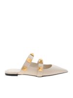 Mules a punta color avorio con borchie