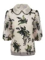 Blusa con collo claudine e ricamo