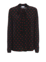 Blusa in crepe de chine di seta stampa cuori