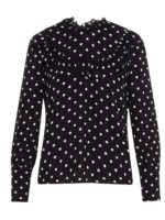 Blusa a pois ruche nera