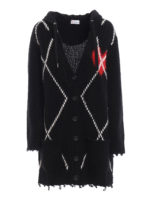Maxi cardigan a rombi con intarsio cuore