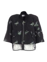 Giubbino boxy nero con ricami e plumetis