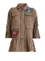 Caban in gabardine di cotone con ricami