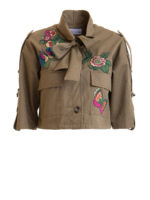 Caban crop in gabardine di cotone con ricami