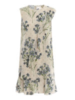 Abito in seta stampa fiordaliso con ruche