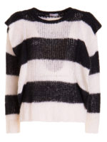 Pullover in misto alpaca a righe con volants