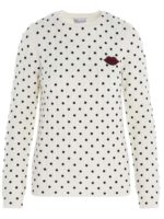 Pullover patch logo a pois bianco