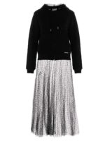 Vestito felpa con cappuccio e gonna nero