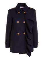 Caban in panno di lana e cashmere con volant