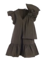 Abito verde militare con maxi fiocco