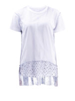 T-shirt in jersey e tulle con balza a pois