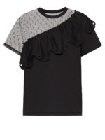 T-shirt con tulle e balza in Sangallo