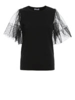 Top in jersey con maniche in tulle