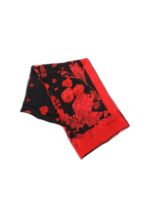 Stola in seta floreale rossa e nera
