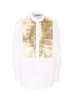 Camicia collo alla coreana bianca e oro