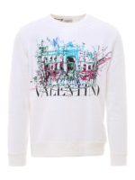 Felpa in cotone stretch con dipinto logo