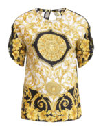 Blusa in seta con stampa Gold Hibiscus