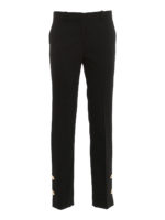 Pantaloni in lana stretch con bottoni dorati
