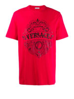 T-shirt rossa in cotone con stampa del logo