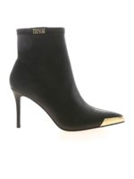 Stivaletti a punta neri con rifinitura logata