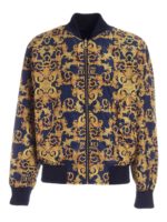 Bomber blu stampa Logo Baroque