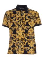 Polo nera con stampa Logo Baroque