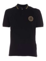 Polo nera con ricamo V-emblem