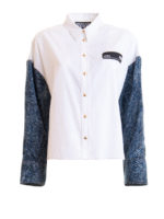 Camicia asimmetrica con maniche denim