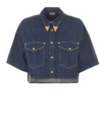 Camicia crop con placche dorate