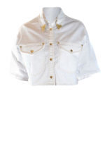 Camicia crop bianca con placche dorate