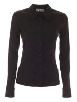 Camicia nera con pattern tono su tono