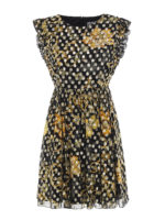 Abito con ruche a fantasia barocca