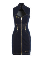 Abito in denim con zip dorate