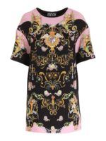 Abito manica corta nero stampa Versailles