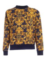 Felpa blu con stampa Logo Baroque