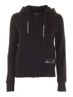 Felpa nera con logo flock a contrasto