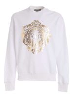 Felpa bianca con logo laminato dorato