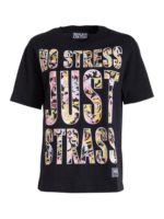 T-shirt con scritta barocca