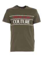 T-shirt verde con stampa logo lettering