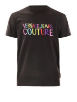 T-shirt con ricamo logo multicolor